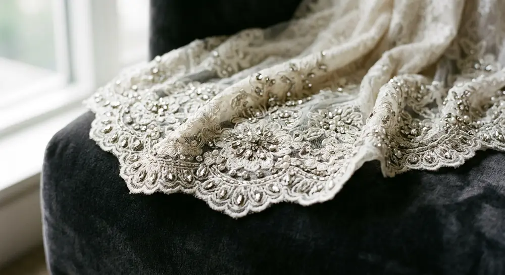 Swiss Lace with crystal stonework